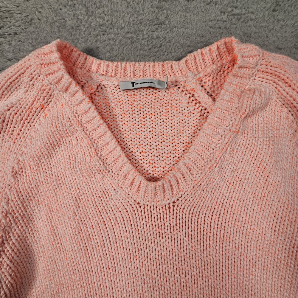 T Alexander Wang Sweater Womens S Orange Wash Out Oversized Designer Luxury Boho - Picture 2 of 11